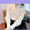 White French Style Blouse With Bubble Sleeves And 3d Effect For Elegant Women