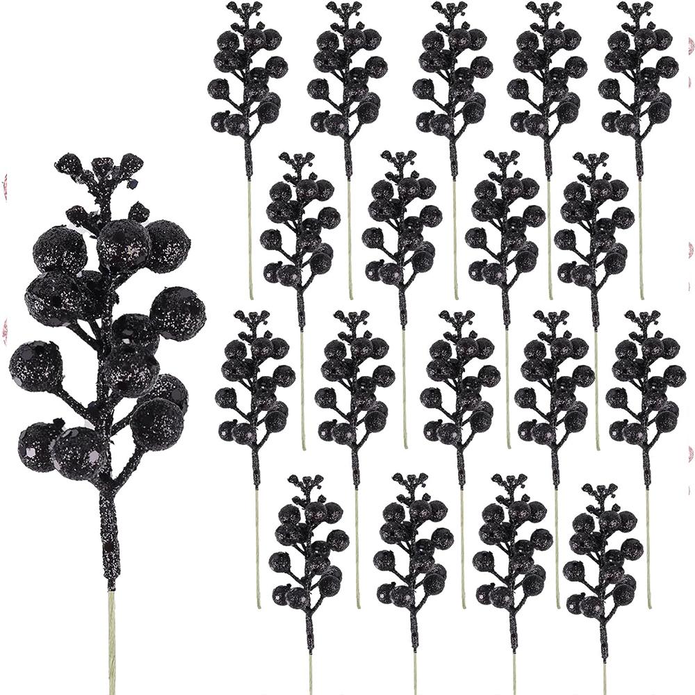 

10 шт. Рождественское украшение Искусственный ягодный букет Украшения для рождественской елки для домашнего декора Новогодние товары для вечеринки Аксессуары чёрный