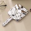 Electroplated Gold Water Ripple Handheld Makeup Mirror with HD Texture