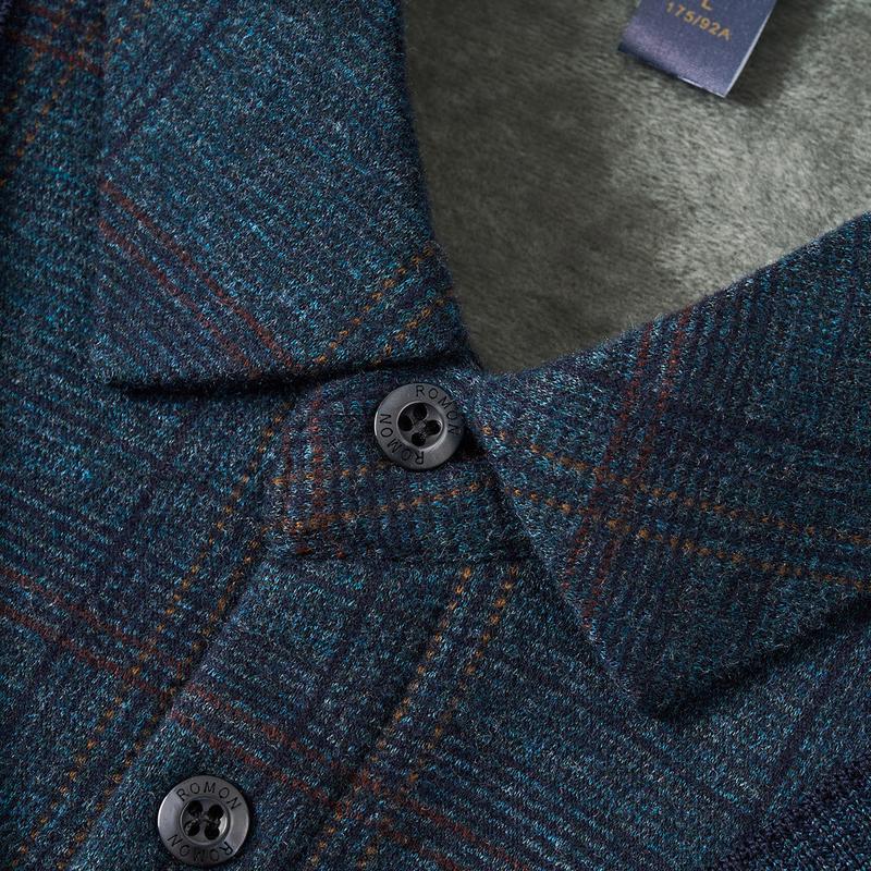 Plush Shirt Men's Fake Two-Piece Knitted Shirt