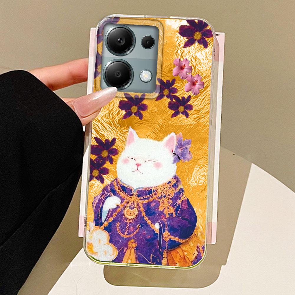 

Ретро Фиолетовый Кот Цветок Женский Чехол для Телефона для Xiaomi Redmi Note 14 13 12 11 11S 10 10S Pro 9C 13C 14C A5 A3 A4 A3X 9C A1 A2 Чехол Redmi A3X белый