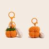Handcrafted Crochet Persimmon Nut Keychain With Plush Material For Student Graduation Gift