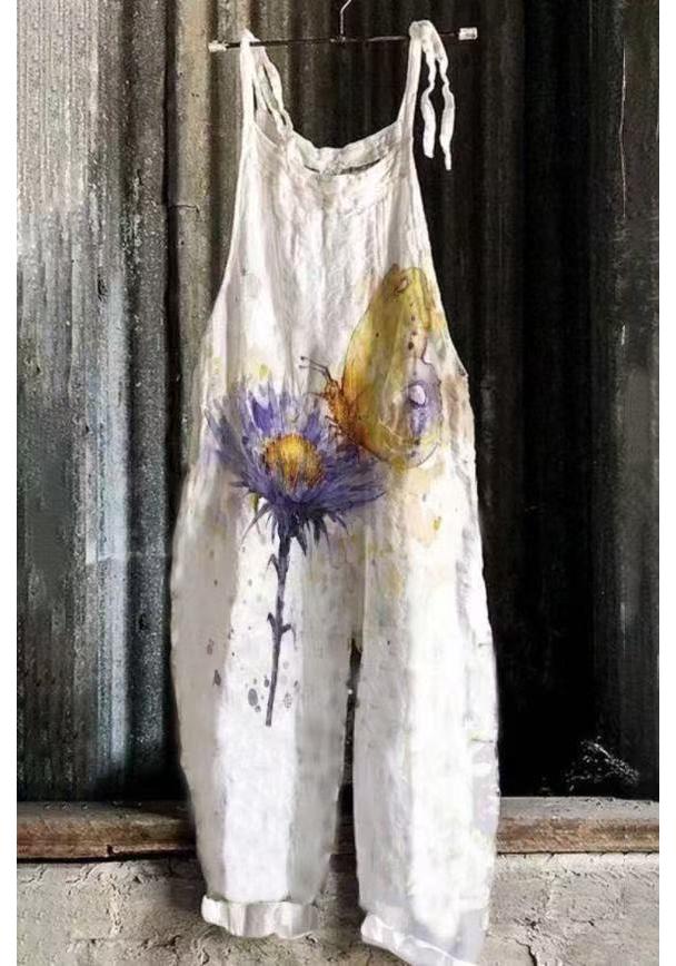 2025 Summer Retro Print Wide-Leg Women's Jumpsuit