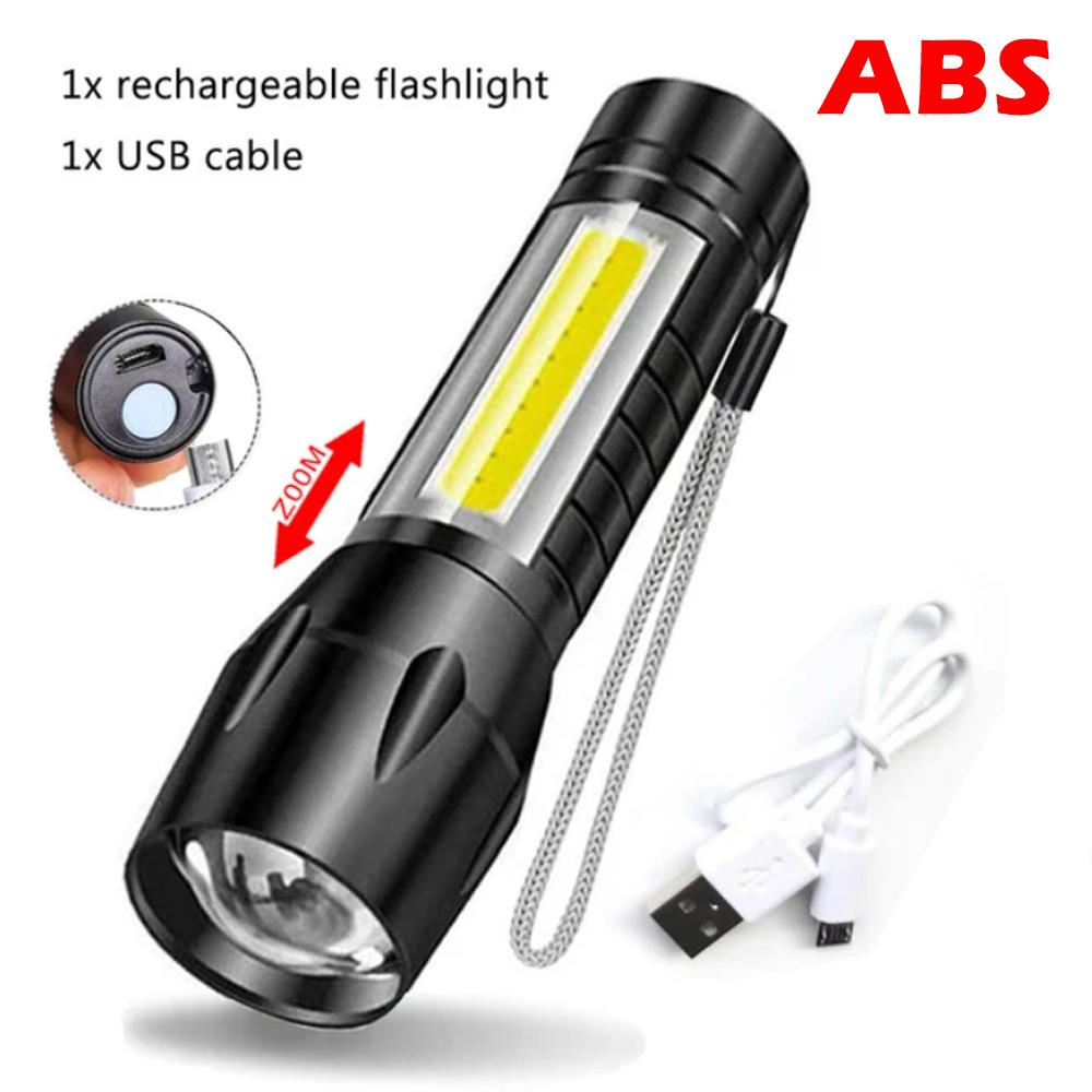 Mini UV Torch LED Rechargeable Flashlight Portable USB Charging Flashlight High Power Bank Camping Waterproof Long Range Lantern