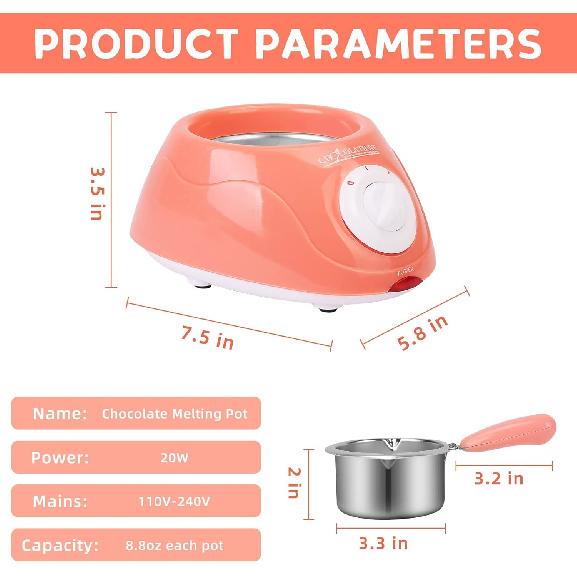 Chocolate Melting Pot, Electric Chocolate Melter Warmer Fondue Fountain Melting Pot Kit for Melting Chocolate, Candy, Milk, Butter, Cheese