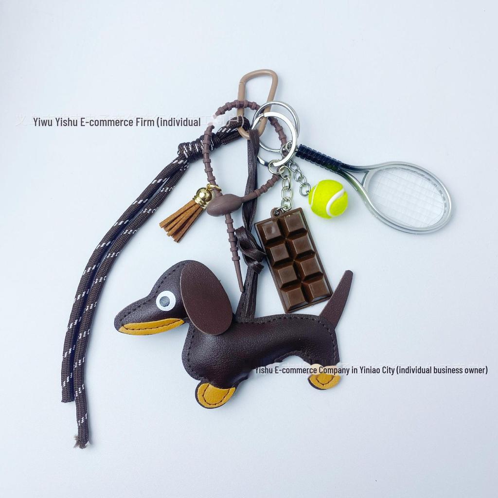 Dackel-Schlüsselanhänger aus PU-Leder: Niedliches grenzüberschreitendes Autozubehör und kreatives Taschenornament.