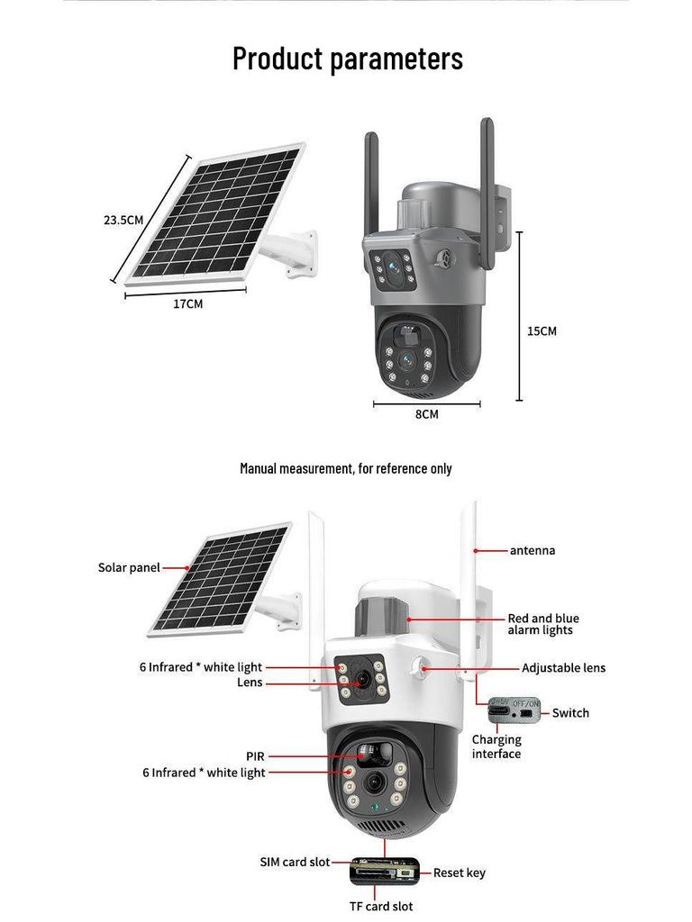 V380 PRO 4G Dual Lens Solar Surveillance Camera for Outdoor Home Monitoring