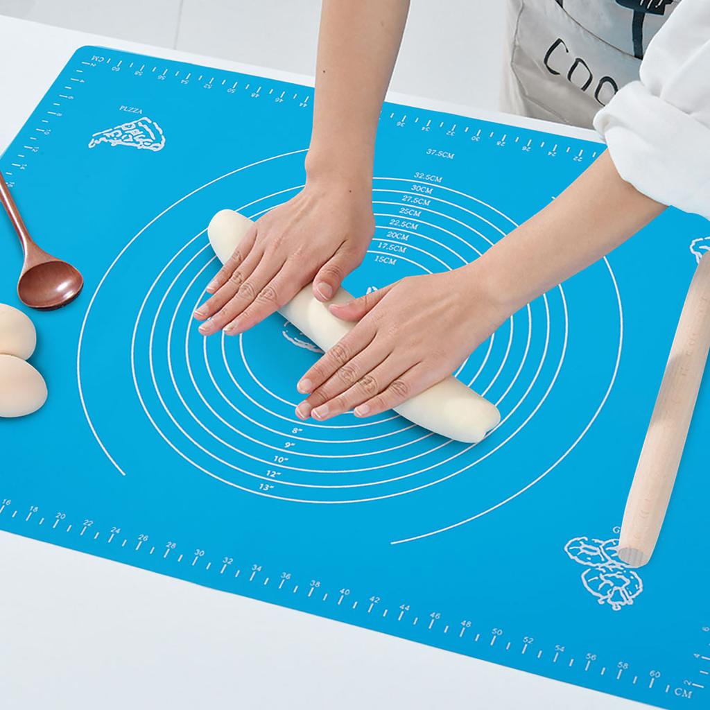 Household Silicone Non-Stick Baking Mat with Scales Rolling Dough Pad Kitchen Baking Tools(Blue