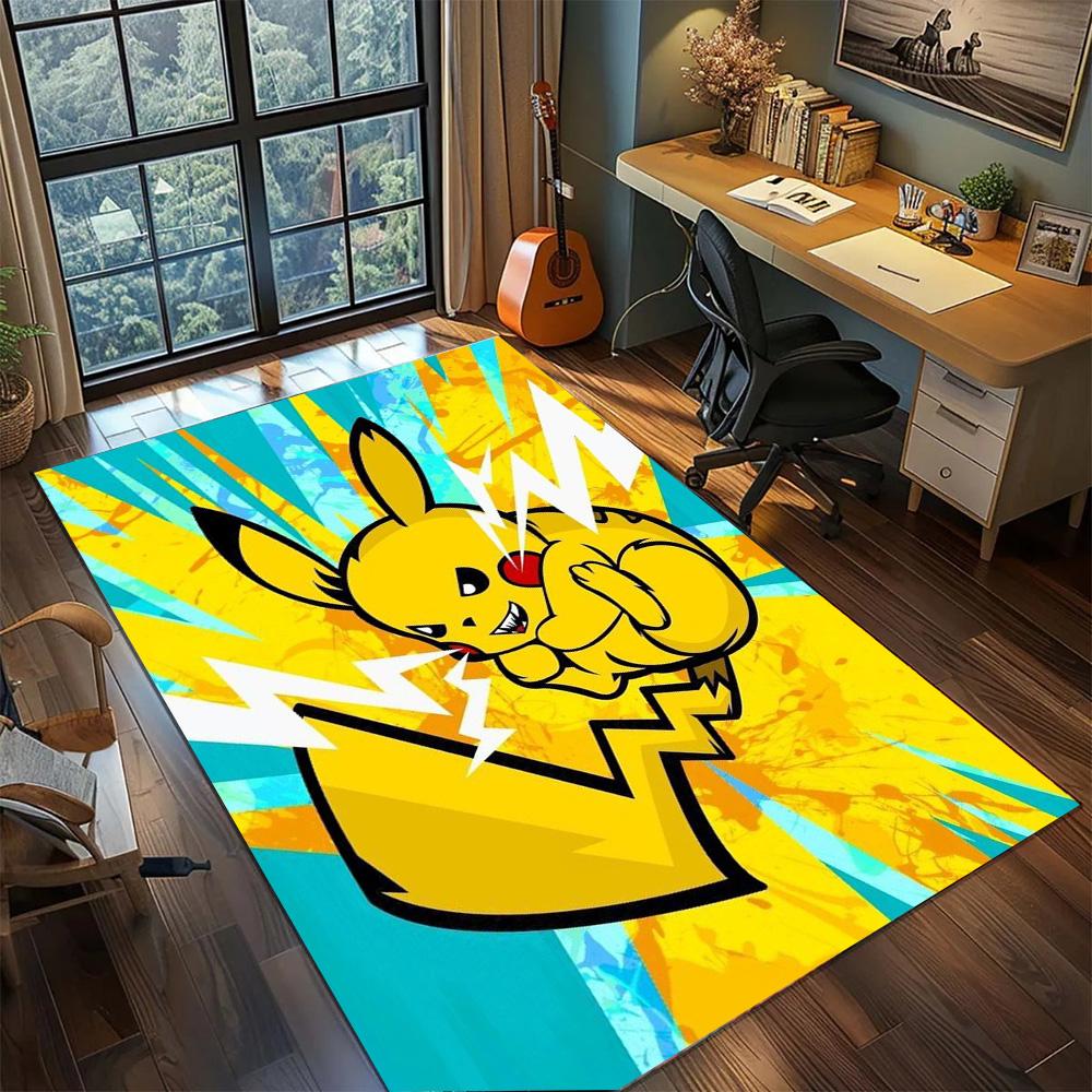 Pikachu Gamer Room Stylish Decor Rug, Large Area Non Slip Washable Carpet Floor Mat Bedroom.-TING