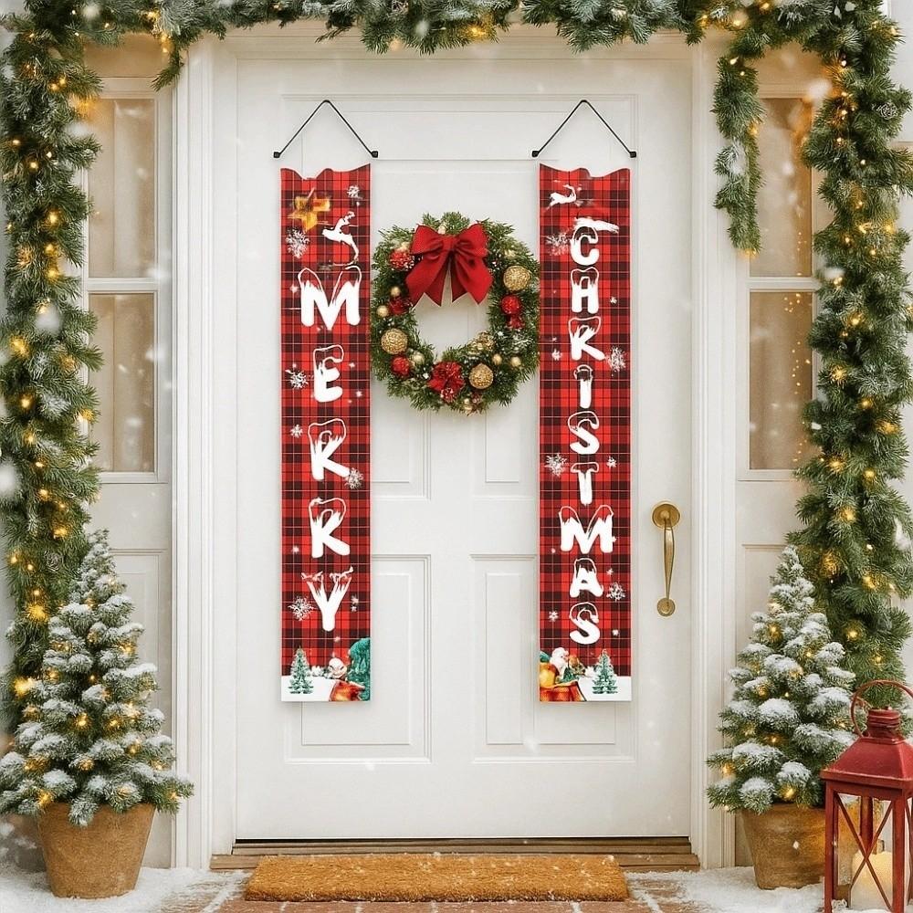 1 pair Rectangular Xmas Hanging Flags Large Size Merry Christmas Banner  Garden