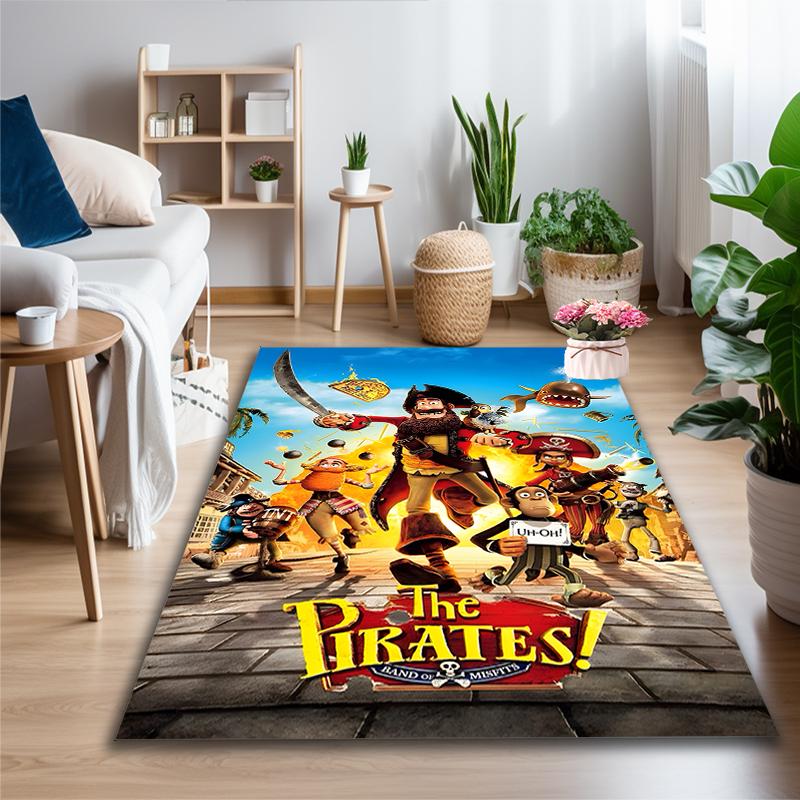1pc Area Rug Appropriate for Office, Pirate Cartoon Crew Carpet, Versatile Printed Chair Rug, Durable Home Sofa Carpet