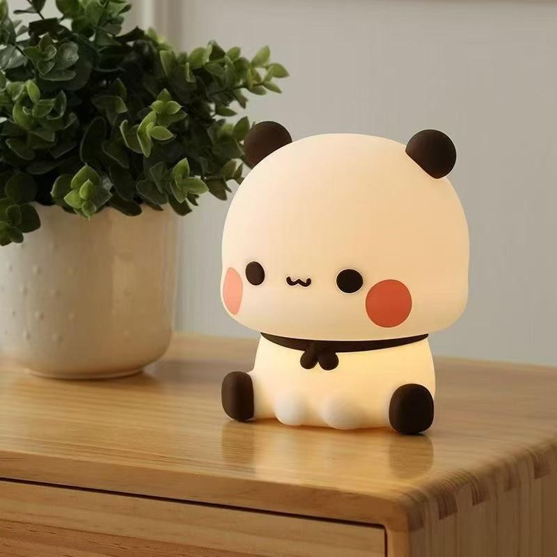 Kawaii Medvěd Panda Bubu A Dudu LED Silikonová Noční Lampa Roztomilé Kreslené Noční Světlo Dekorace Ložnice Obývací Pokoj Panenky Dárky