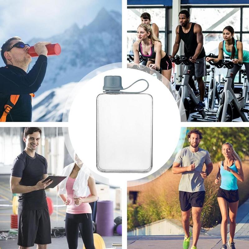 Square Water Bottle 500Ml Portable Flat Drink Cups Slim Cold Flask Sports Water Bottle Summer Water Flask For Hiking