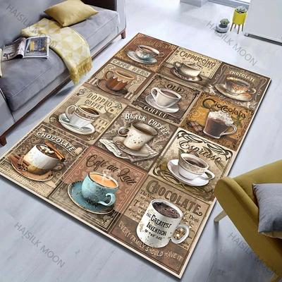 Various Flavors of Coffee Art Print Carpet Living Room Bedroom Bedside Sofa Floor Mat Modern Home Decor Area Rug for Gifts