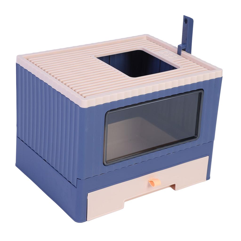 Foldable Cat Litter Box Plastic Top Entry Opening Semi Enclosed Reduce Odor Leakage Kitty Toilet