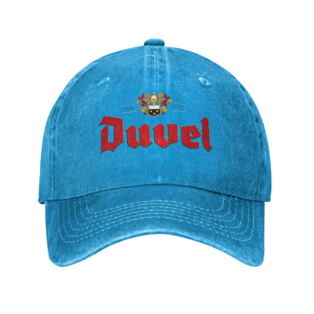 Cappellino in Denim Lavato con Logo Duvels Personalizzato Cappellini da Baseball Casual Cappello Regolabile Cappellini da Baseball Estivi Unisex