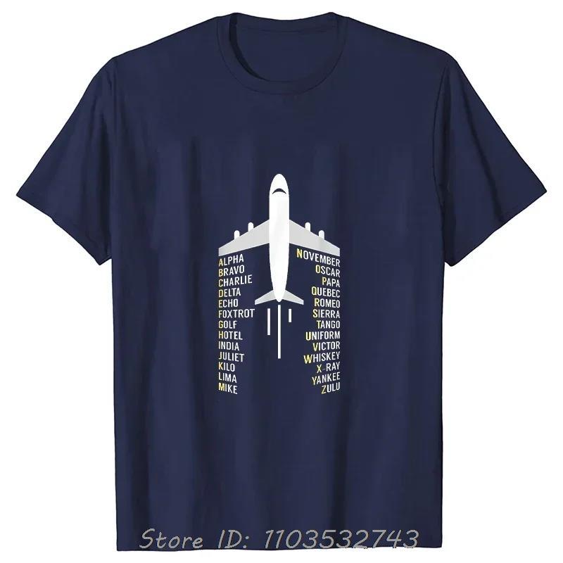 Phonetic Alphabet Aviation Pilot Airplane T-shirt Funny Summer Men's Clothing Cotton Tshirt Pilot Camiseta Fitness T Shirt Tops