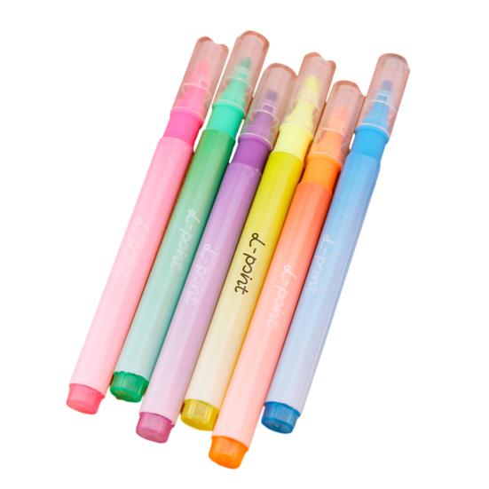 6Pcs Quick-Dry Highlighter Set Large Capacity Eye-Care Markers for Journaling Notes Dual-Tip Cute School Supplies for Kids