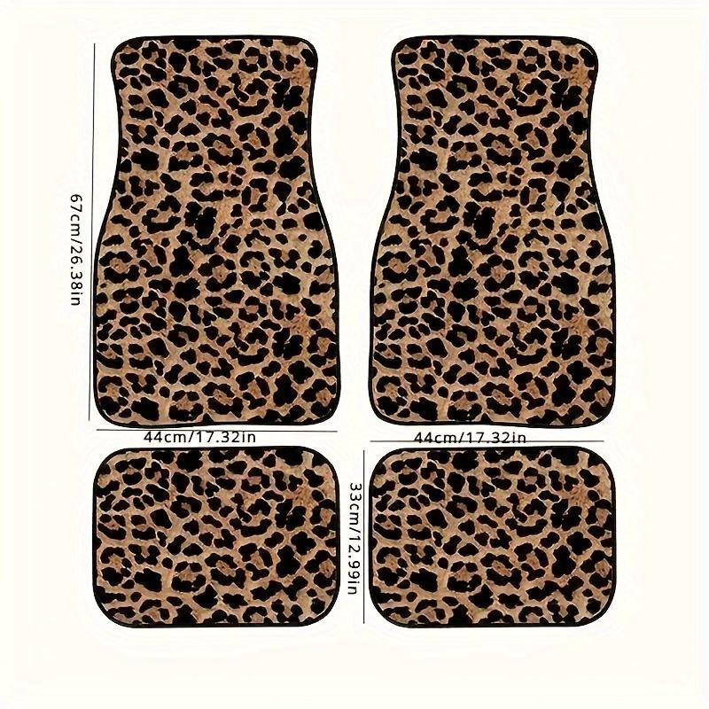 Suitable for All Car Models, 4pcs Yellow Leopard Pattern Car Carpet, Four Seasons Vehicle Carpet with Non-Slip Base, Easy to Clean