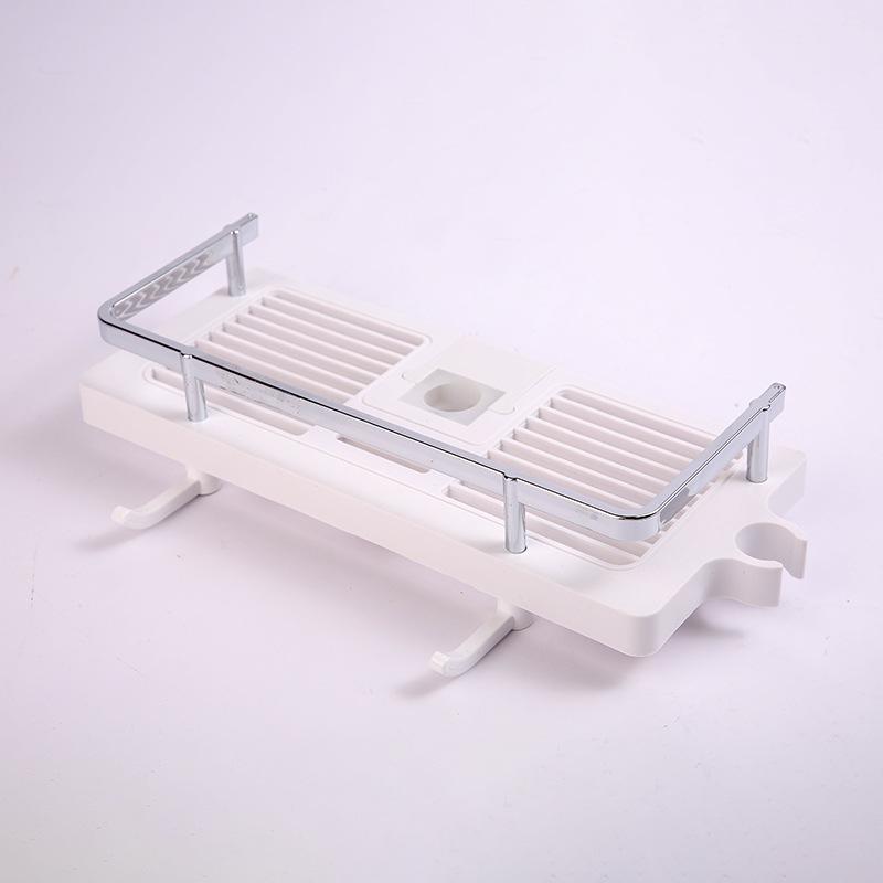 Adjustable No-Drill Shower Head Holder & Bathroom Tray with Loofah Hook