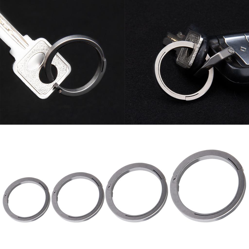 Portable Titanium Flat Keychain Rings Split Side Pushing Key Rings Heavy Duty Key Rings for Dog Tag Easy to Use