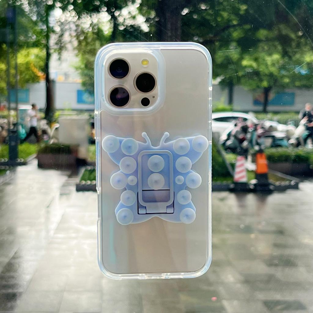 Butterfly Silicone Suction Cup Phone Stand Holder Portable Desktop Kickstand Square Ring Holder