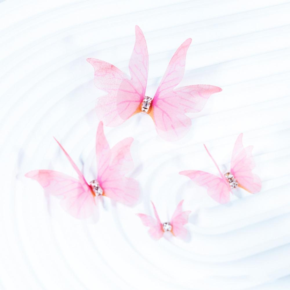 50Pcs Double Layer Butterfly Appliques Translucent Clothes Sewing Patch  Garment Design Materials