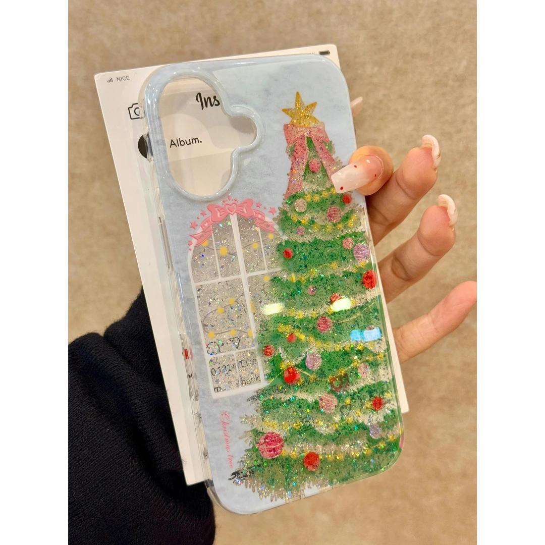 

Christmas Tree Phone Case Compatible with Apple 16 Cartoon Transparent Phone Case iPhone 14/13 Cute 12/15 Shockproof Apple XS#MAX