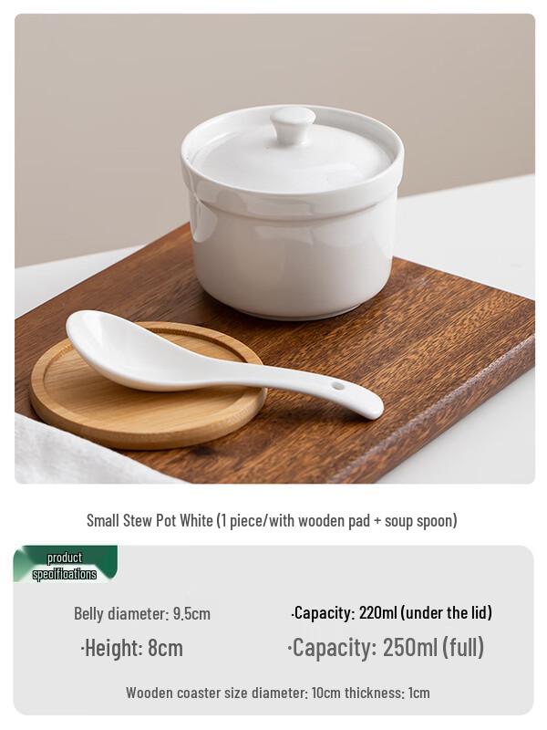 Zhaoran Pure White Ceramic Stew Cup