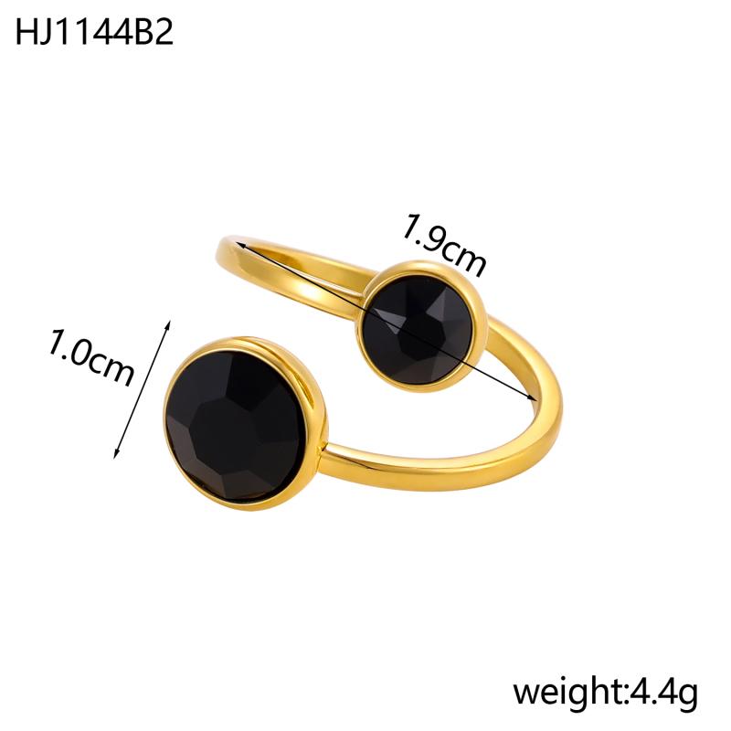 

CARLIDANA Luxury Titanium Steel Zirconia Open Rings for Women 14K Gold Plated Stainless Steel Water Drop Zircon Ring Jewelry resizable