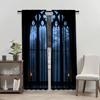 Set Of 2 Gothic Style Curtains Horror Themed House Featuring Design Suitable Bedroom Living Room Made Polyester Area Window Treatment