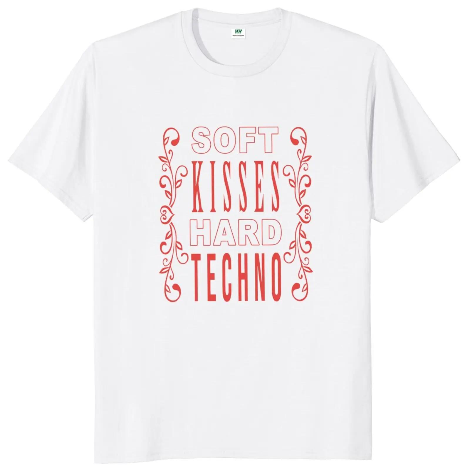 

Футболка Soft Kisses Hard Technology с забавным поп-сленгом Y2k Graphic Streetwears 100% хлопок унисекс летние футболки европейского размера XXXL