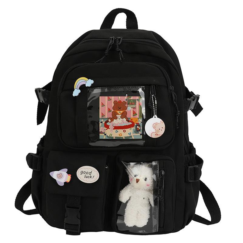 Small fresh and cute backpack, multi-pocket campus leisure computer backpack, large capacity, junior high school and primary school students schoolbag