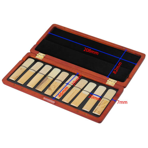 Yibuy Mahogany Wooden Reed Case for Clarinets, Easy Opening, Secure Closure, Holds 10 Clarinets