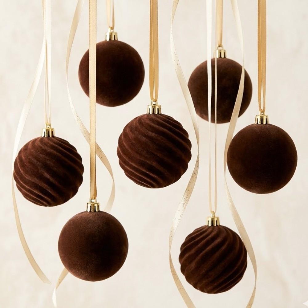 12Pcs Colorful Velvet Christmas Balls 6CM Xmas Hanging Pendants Ornaments For Home Decor