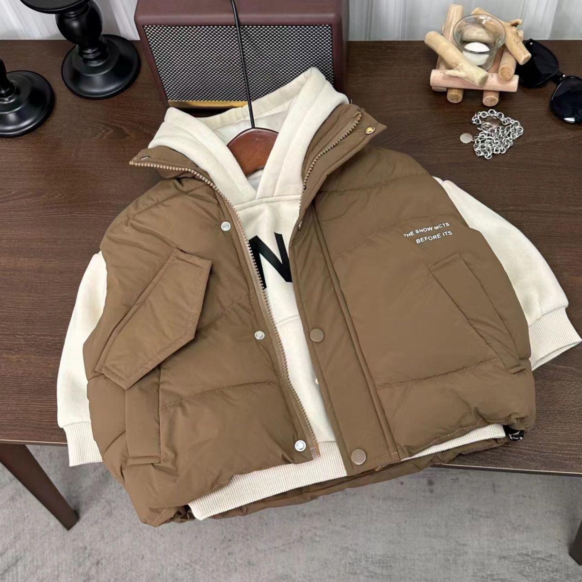 

Детский жилет Осень Зима Мальчики Девочки С принтом букв Повседневный Воротник-стойка 80cm кофейный