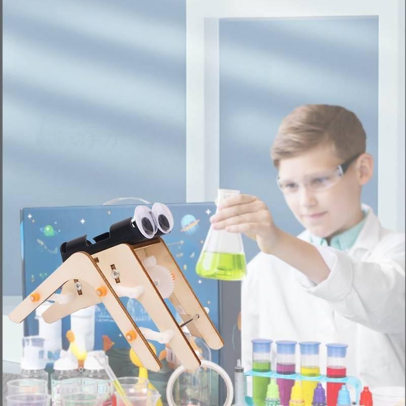 Wooden Diy Spider Bionic Robot Science Experiment Stem Educational Toy For Kids