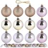 12X Weihnachtsbaumkugeln Bruchfest Gold Rosa Set