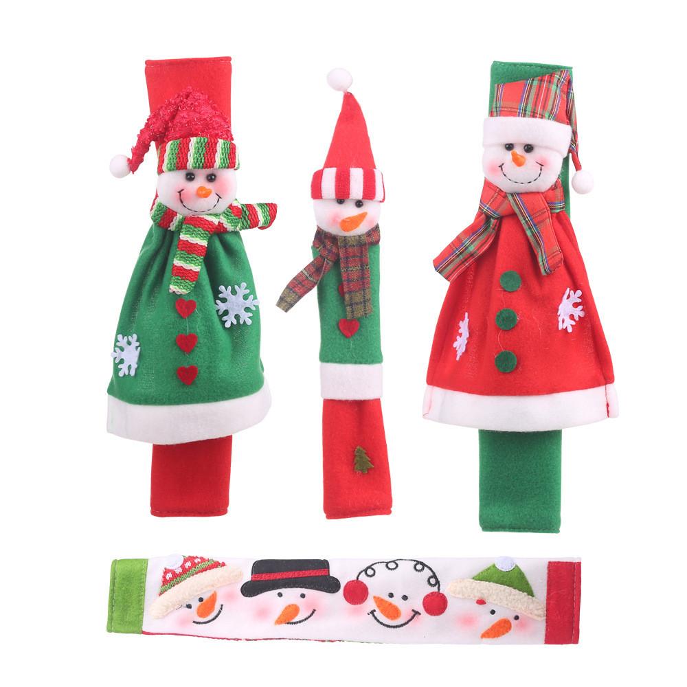 

Christmas Festive Plush Handle Mittens Set For Protection On Microwave And Fridge