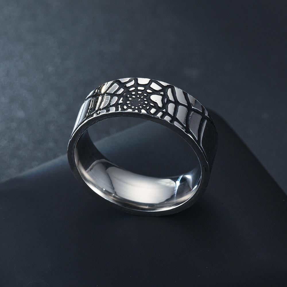 1Pc Stylish Spider Web Pattern Titanium Steel Simple Ring