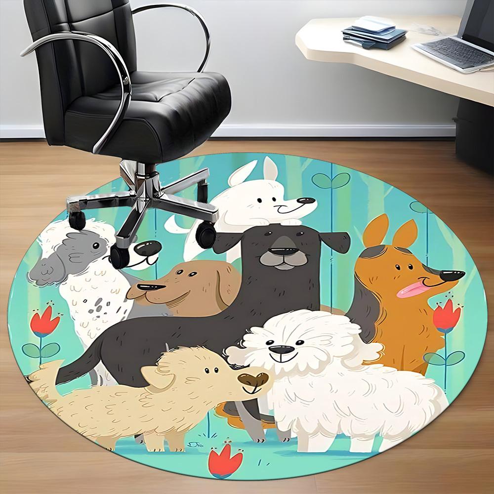 1PC Dogs Park Office Round Area Rug, Mat Suitable For Office, Under Office Chairs Bedroom Living Room Home Decor, Room Deco