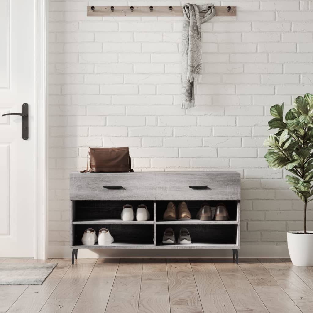 Shoe Bench Gray Sonoma 102x35x55 cm Particleboard