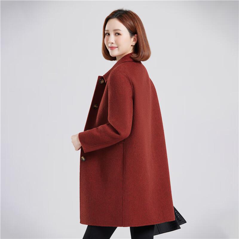 Fengmao Women's 100% Wool Double-Faced Mid-Length Coat