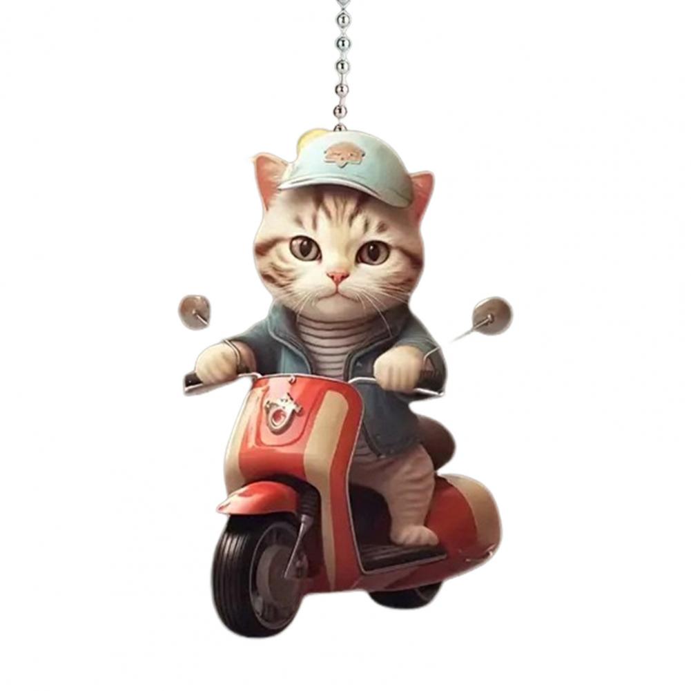 Cat Theme Ornament Cute Acrylic Cat Car Hanging Decoration for Home Office Cartoon Kitten Ornament Pendant for Auto Rearview