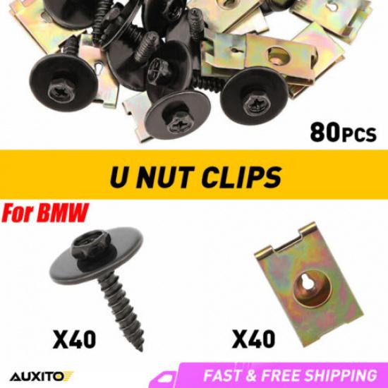 Metal 80Pc Body Bumper Screw Fender U Retainer Nut Clips Gasket Fit Fastener BMW