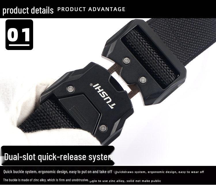 Men's Nylon Tactical Quick Release Belt - Casual & Outdoor Leather Workwear