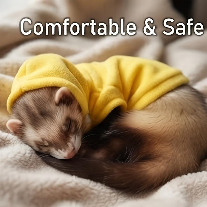 Small Animal Winter Warm Pullover Sweatshirt, Soft Drawstring Solid‑Color Hoodie for Hamster Daily Pet Apparel