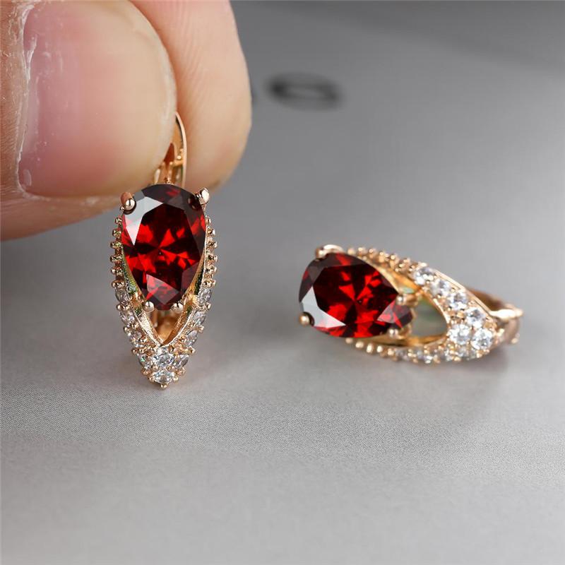 Boho Small Gold Blue Stone Clip Earrings Vintage Zircon Wedding Jewelry For Women