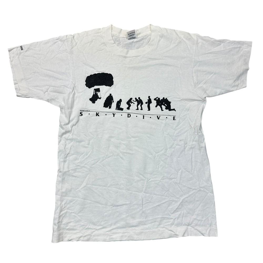 Vintage Single Stitch T-shirt Skydive USA Fruit Of The Loom White Mens