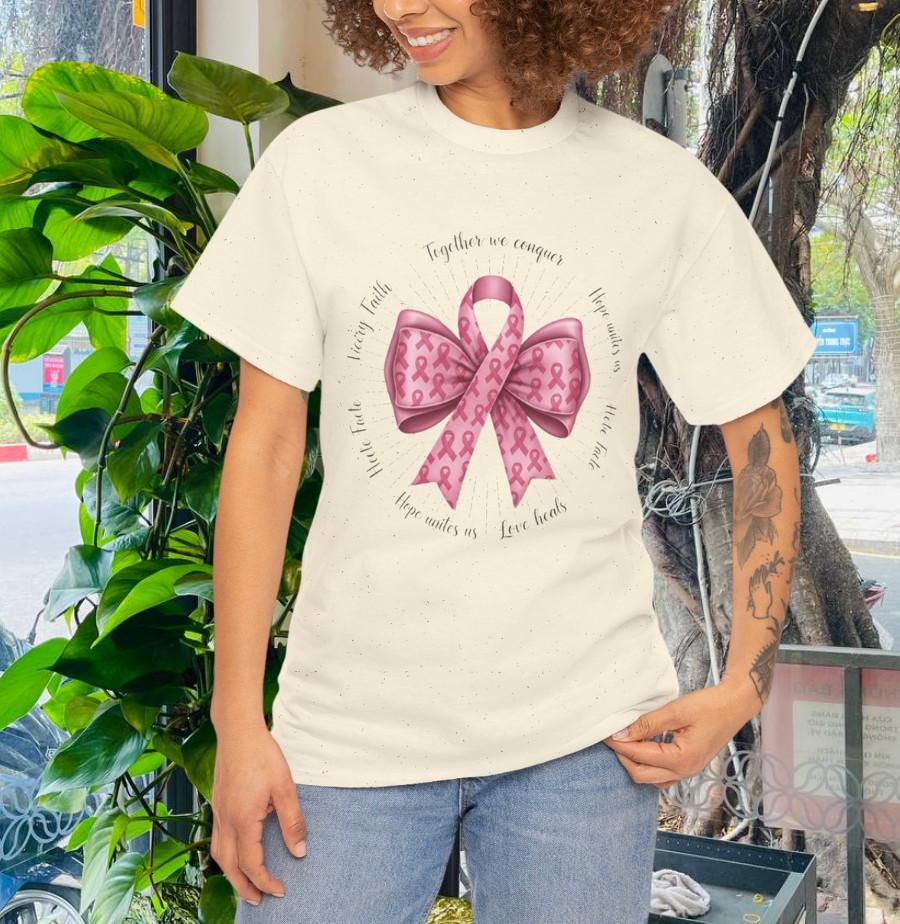 

Pink Bow Breast Cancer, in October We Wear Pink Shirt, Breast Cancer Shirt 4XL